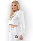 Γυναικείο Hoodie Crop Top Λευκό - Χρυσό